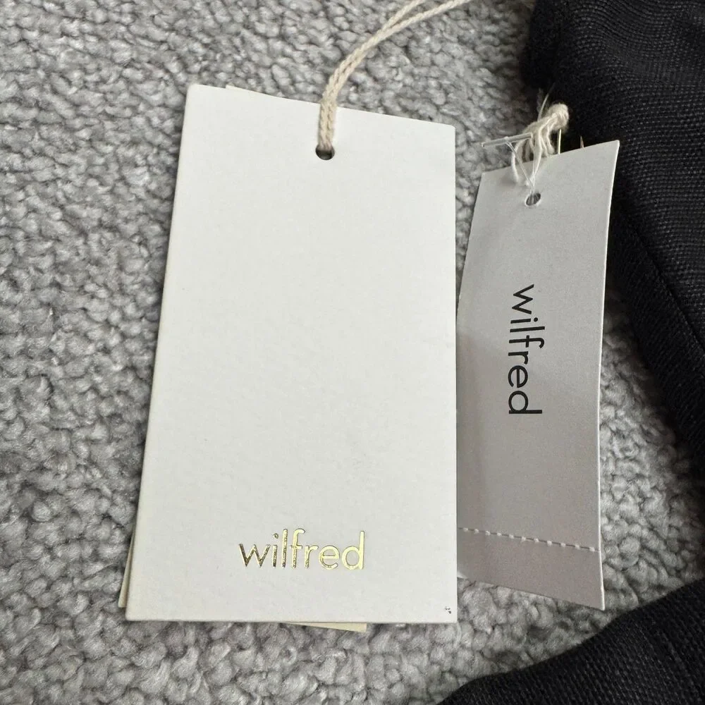 Aritzia Wilfred Brax Linen Blend Wide Leg Jumpsuit womens 4 Black Tie Waist NWD